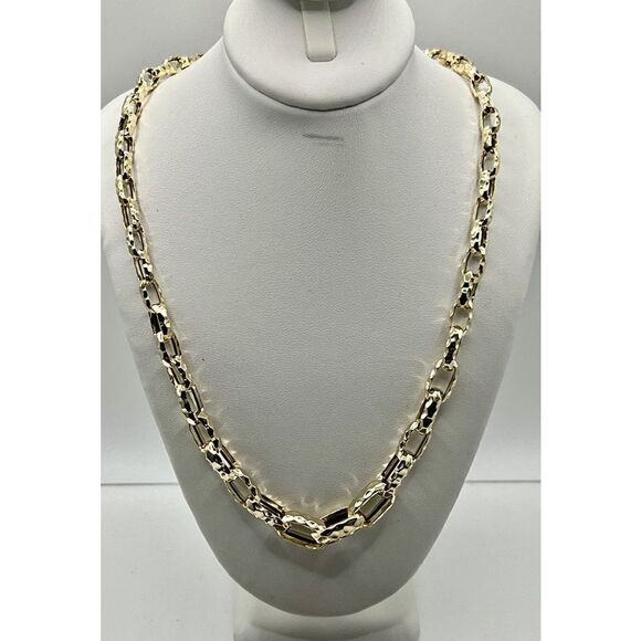 Leslie's 14K Polished Hammered Graduated Open Link Necklace - Picture 4 of 14
